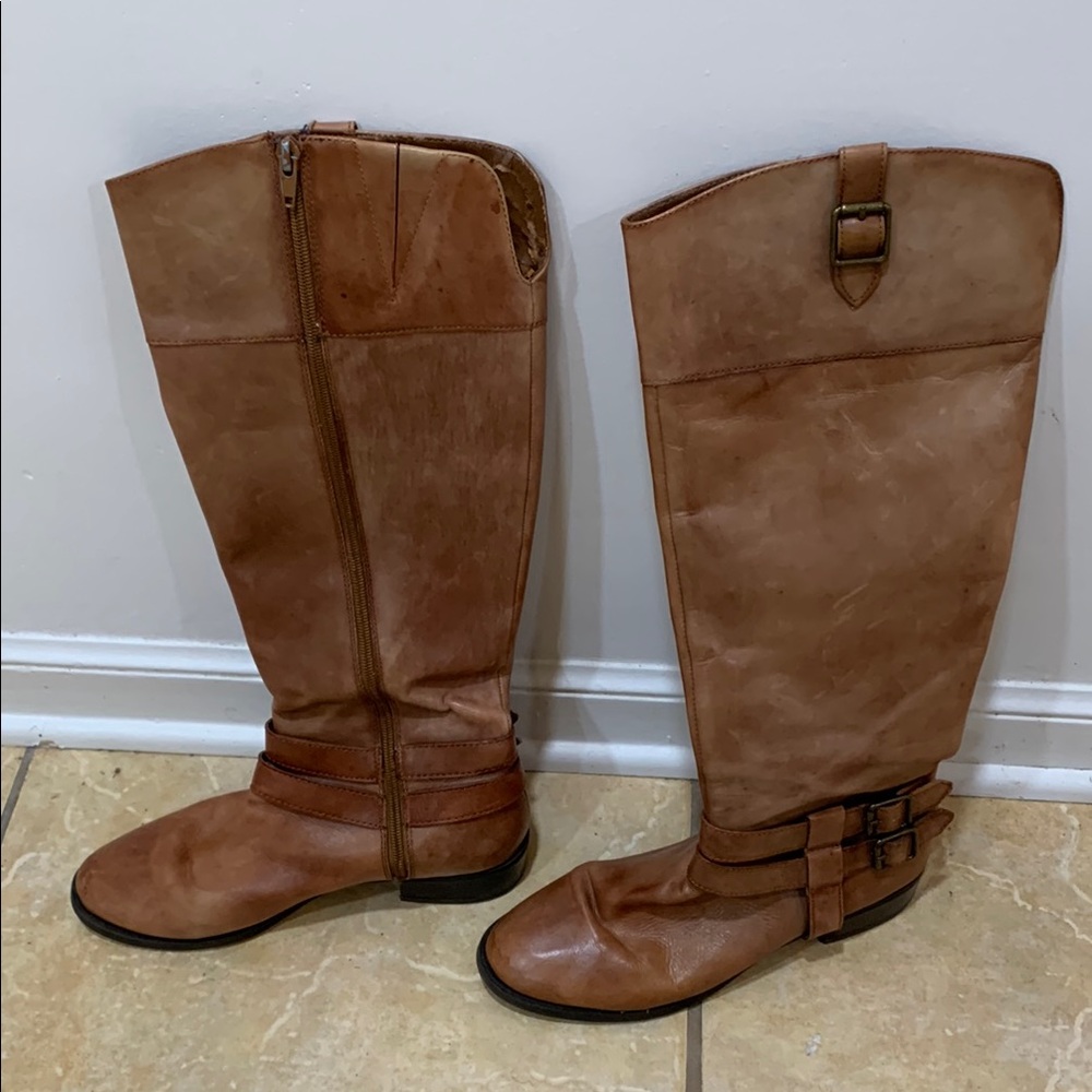 Women's Tan Leather Riding Boots